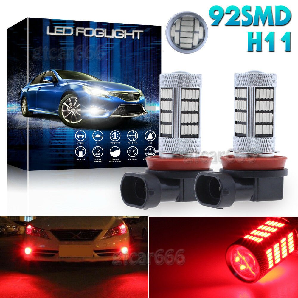 For BMW E71 X6 M E70 X5 E83 F25 X3 H11 H8 Red LED Fog Light Bulbs DRL w/ Decoder