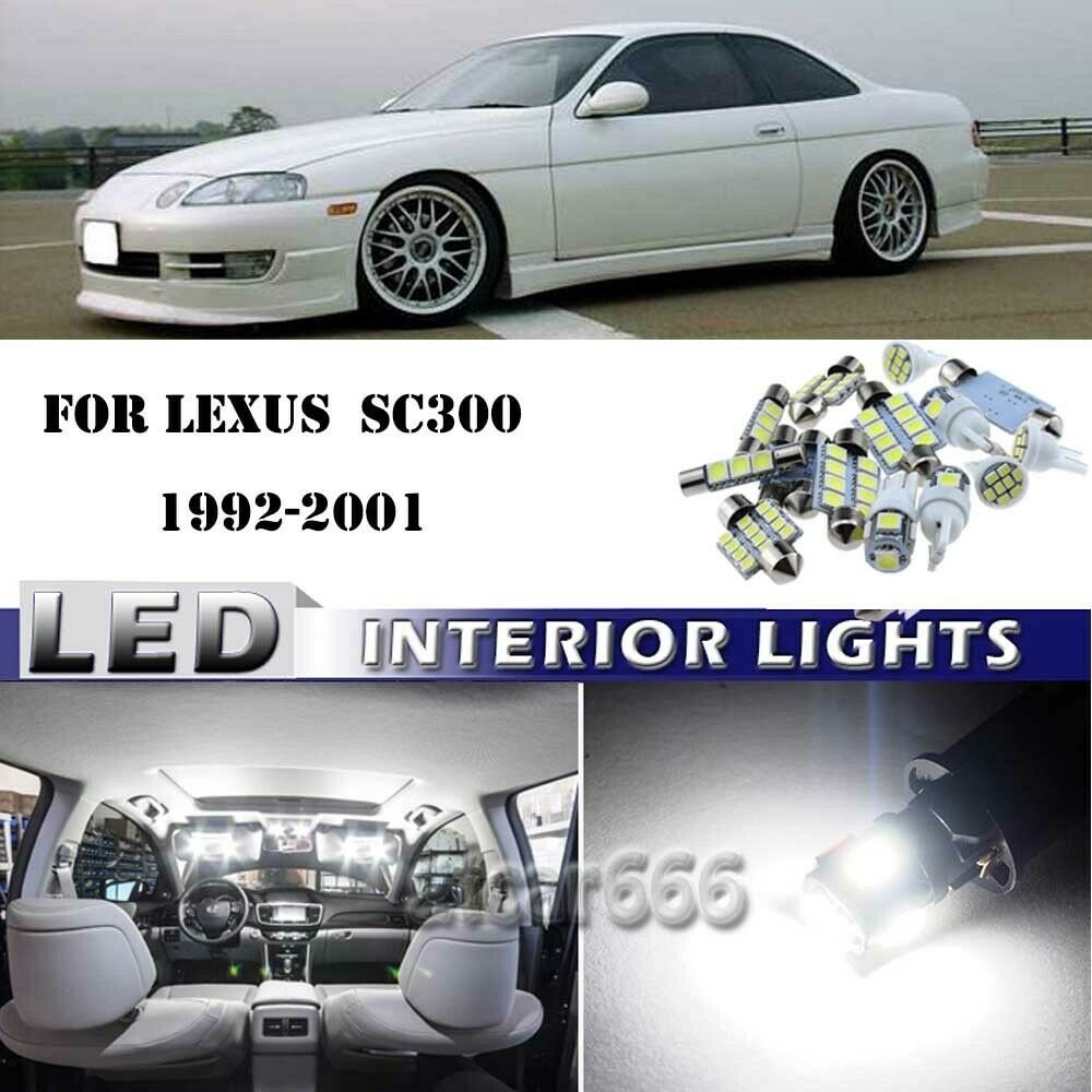 8Pcs Bright White Kit LED Interior Car Lights for 1992-2001 Lexus SC300 SC400