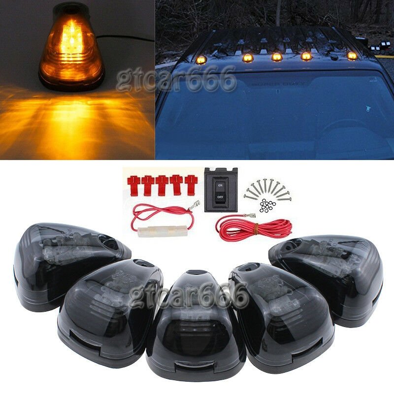 5PCS Amber 9 LED Cab Marker Light Roof Running SUV For Ford F-250/350 1999-2016