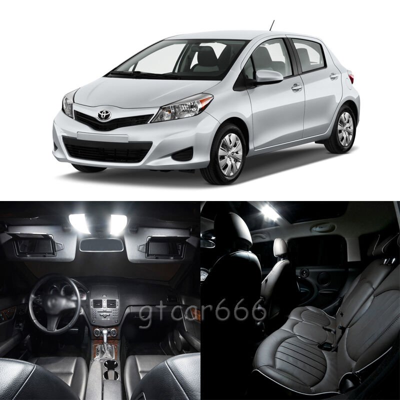 8 x Xenon White LED Interior Lights Package Kit For Toyota Yaris 2012 - 2014