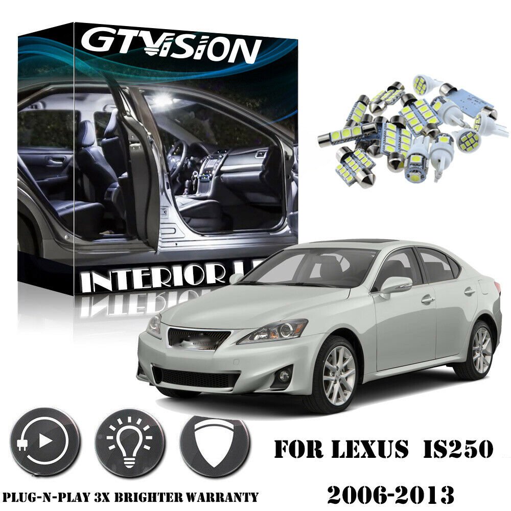 14 x Bright White Kit LED Interior Car Lights For 06- 13 Lexus IS250 IS350 +TOOL