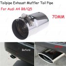 1Pcs Chrome Stainless Steel Rear Exhaust Tail Muffler Pipe For Audi A4/Q5 70mm