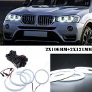 2x131mm + 2x106mm For BMW E46 Angel Eyes Cotton Halo Ring Light Bulb White 6000K