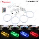 4Pcs 120mm RGB LED Cotton Angel Eye Halo Light Ring For BMW E30 E34 3 5 7 Series