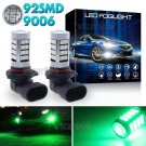 2pcs Green 92SMD HB4 9006 Led Bulbs High Power Fog Light Daytime Running Light