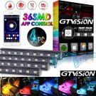 4pc APP Control RGB LED Glow Interior Kit Under Dash Footwell Inside Seats Light