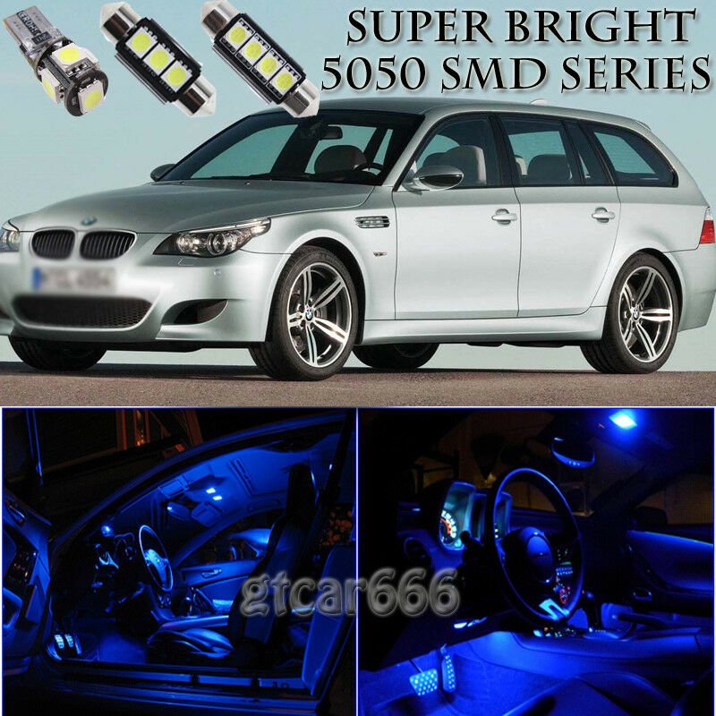 22x Bright SMD Blue LED Interior Light Package Kit For BMW E60 Touring 2004-2010