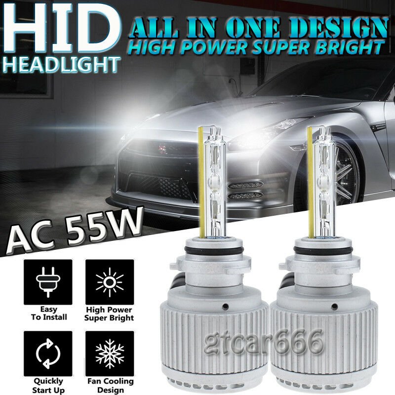 AC 55W/Bulb Xenon HID Headlight Kit High Beam Low Beam 9005 9145 H10 HB3 6000K