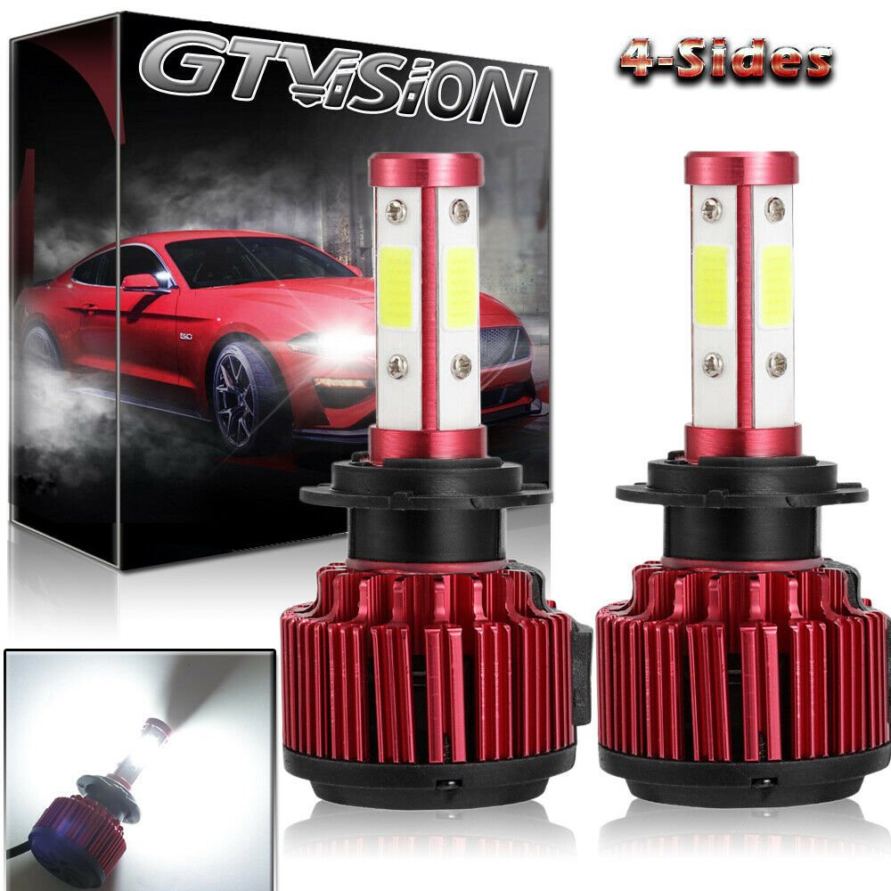 4-Side LED Headlight Kit H7 White 6K High Beam Bulb for HYUNDAI Santa Fe 07-2019