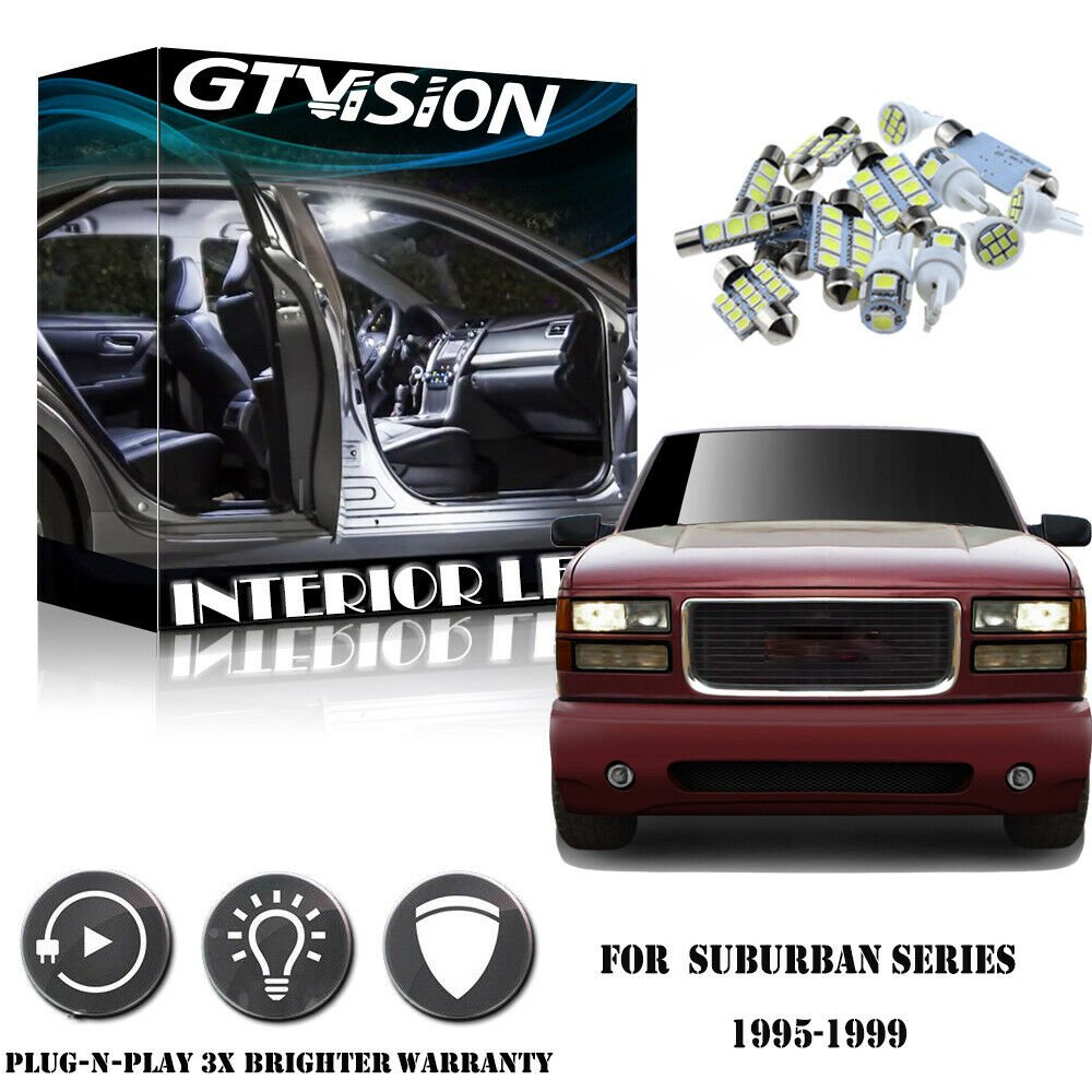 16x White LED interior lights package kit For 1995-1999 Suburban 5050 series SMD