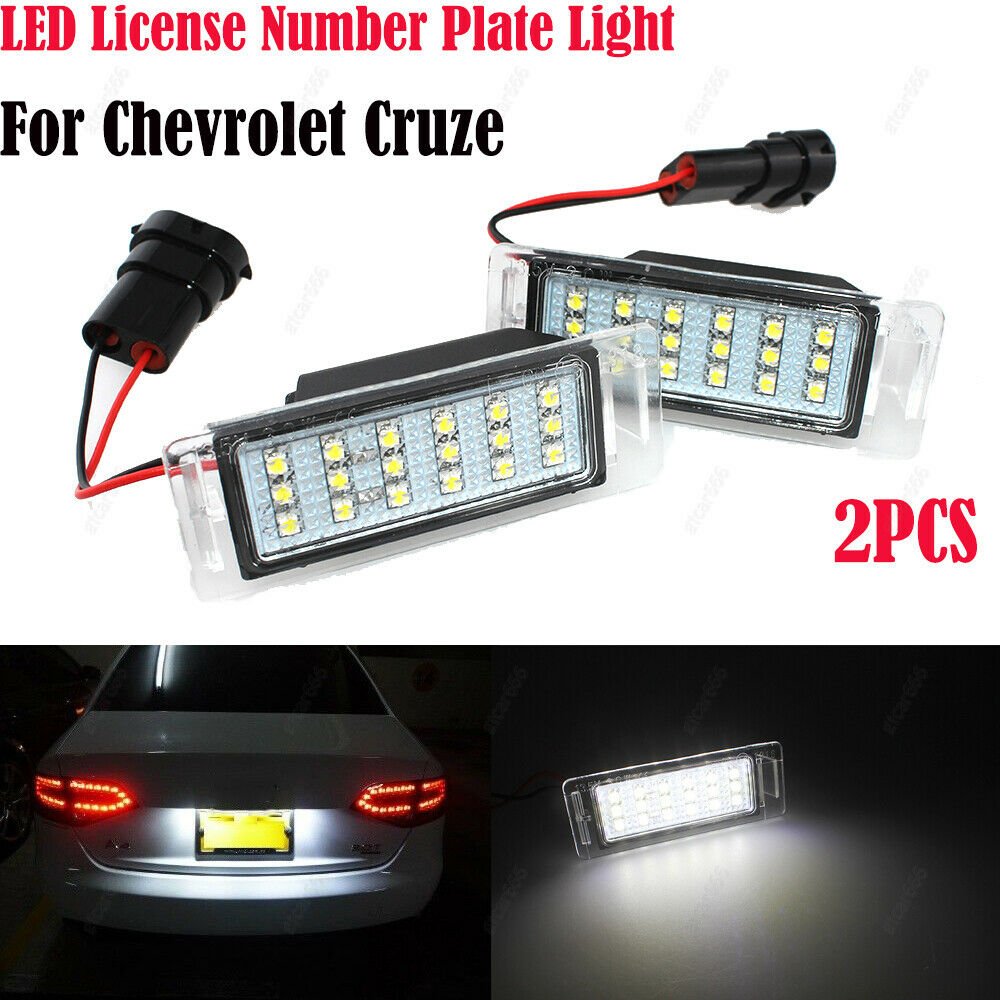 2Pcs LED License Number Plate Lights 6000K White For Chevrolet Cruze 2010-2014
