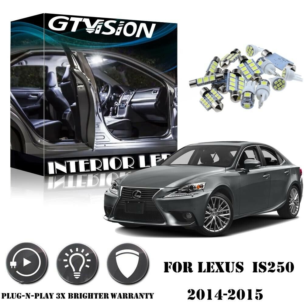 17Pcs White Kit LED Interior Car Lights Kit for 2014-2015 Lexus IS250 IS350 IS F