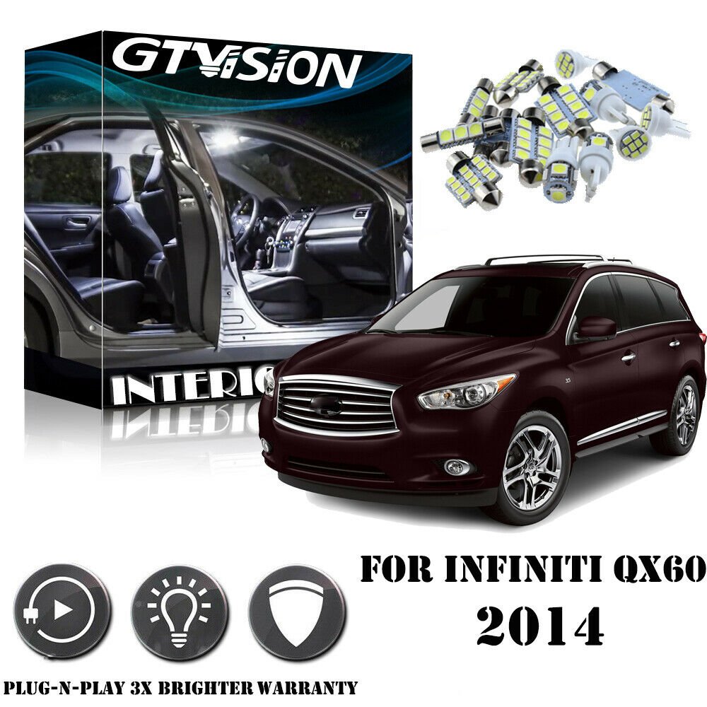 13Pcs Bright White Premium Power LED Interior Package Kit For Infiniti QX60 2014