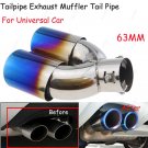 Twins Rear Bent Exhaust Dual Pipe Chrome Muffler Tip Tailpipe Cover Durable 63mm