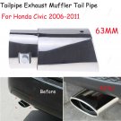 1Pcs Chrome Stainless Steel Rear Exhaust Tail Muffler Pipe For Honda Civic 06-11