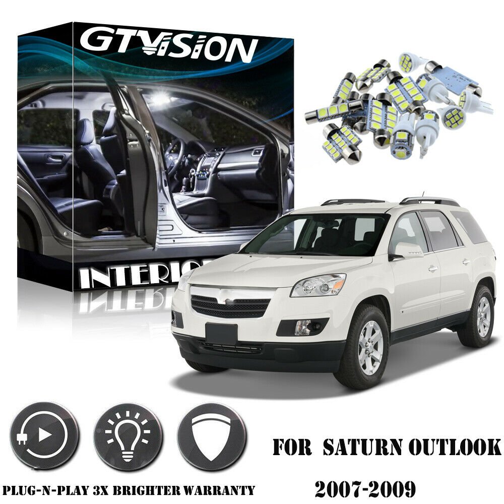 9x Super Bright White LED Lights Interior Package Kit For Saturn Outlook 2007-09