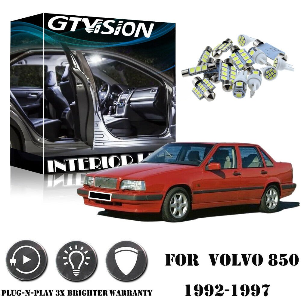 10Pcs Super Bright White LED Lights Interior Package Kit for Volvo 850 1992-1997