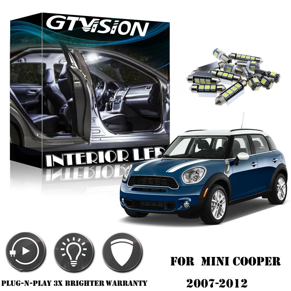 10x Super Bright White LED Lights Interior Package Kit for 2007-2012 MINI Cooper