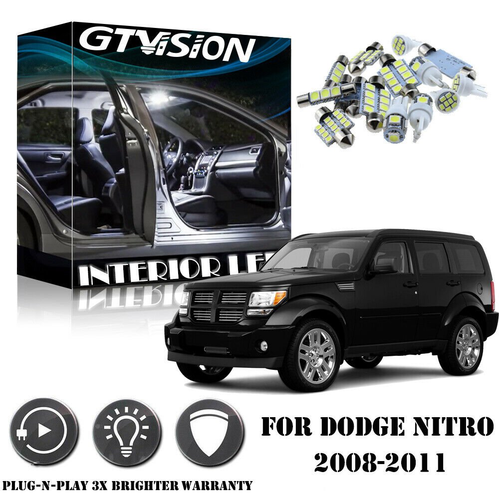 8PCS Super Bright White LED Interior Light Package Kit For Dodge Nitro 2008-2011