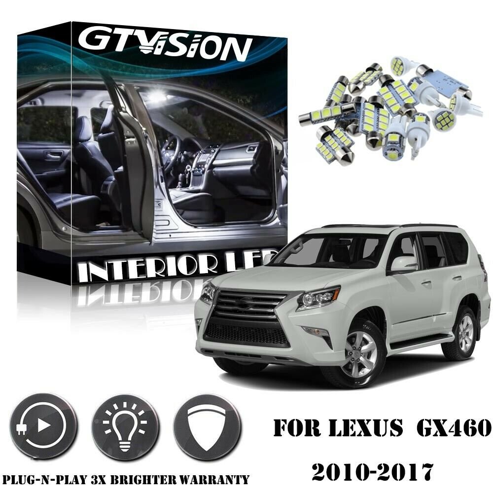 16x Bright White LED Interior Car Lights Kit For 2010 - 2017 Lexus GX460 +TOOL