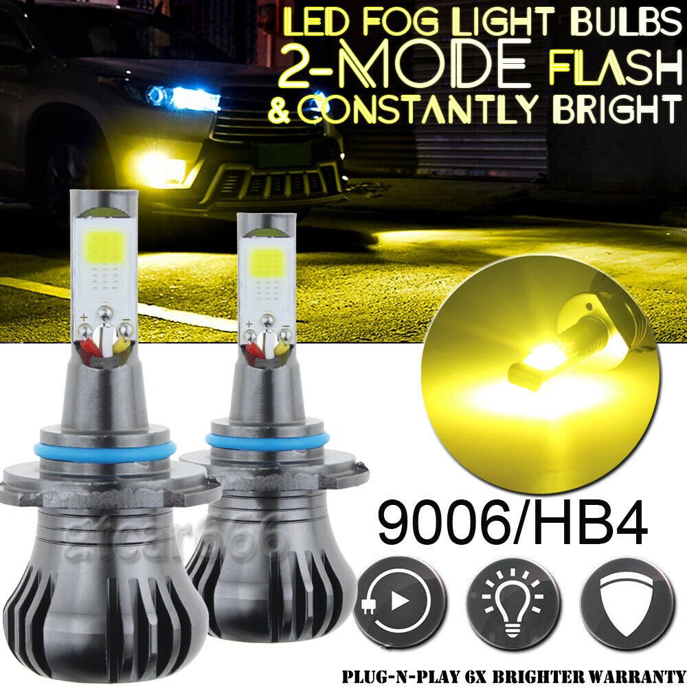 2x 9006 Amber Yellow Flash LED Fog Light Bulb for Dodge RAM 1500 2500 3500 13-17