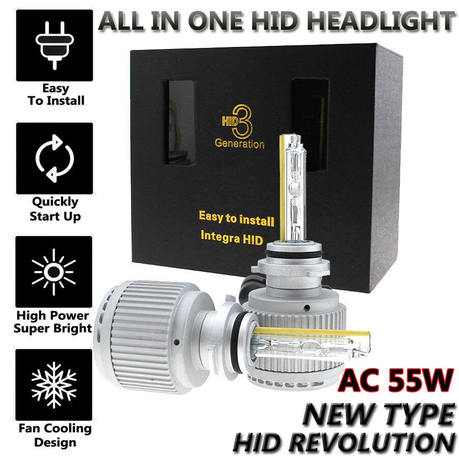 AC 55W 6000K High Power HID Headlight Kit 9006 9005 H10 9145 9140 H7 H11 Bulbs