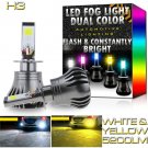 2X H3 Upgrade LED Fog Light Bulbs Dual Color w/ Flash Mode 6K White + 3K Yellow