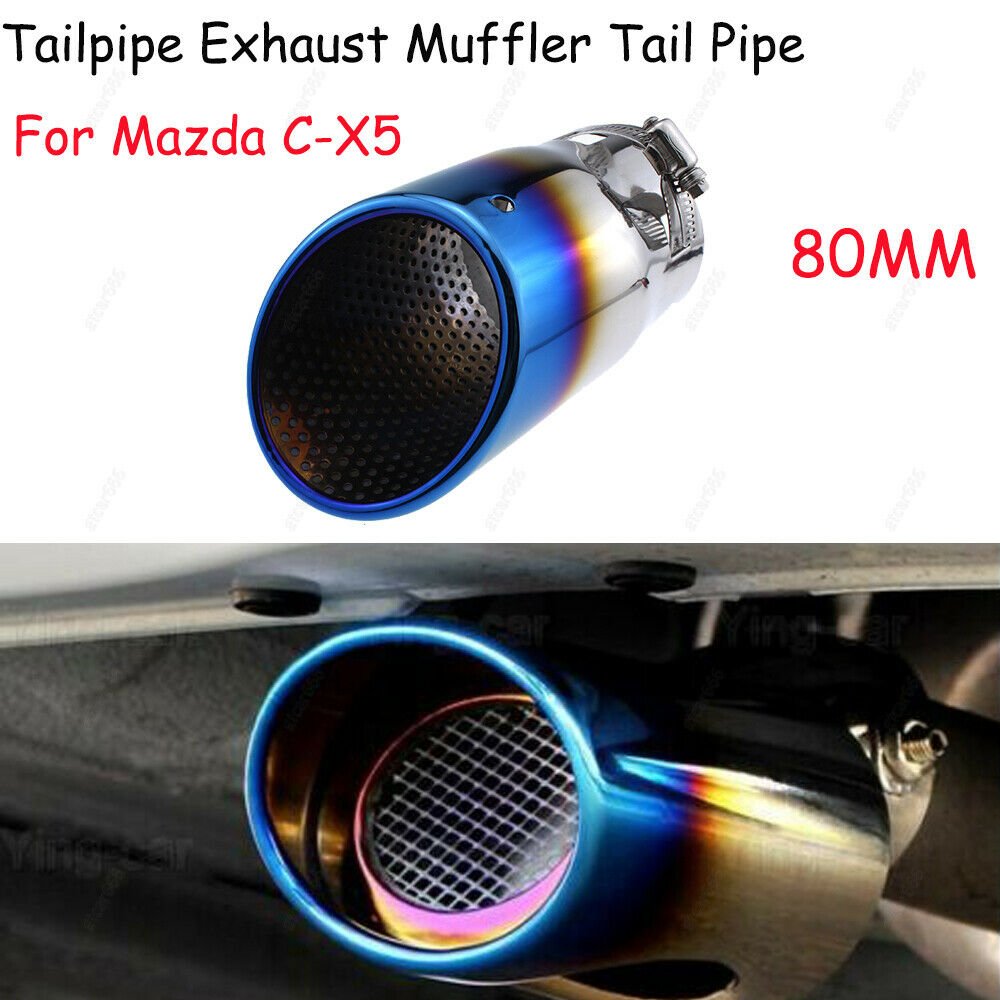For Mazda C-X5 Grilled Blue Chrome Stainless Steel Exhaust Tail Muffler Tip Pipe