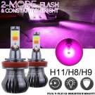 2x H11 H8 LED Bulbs Fog Light Driving Lamp Pink Purple 2-Mode Still + Flash