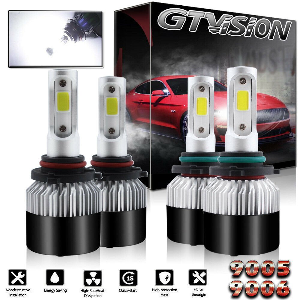 4X 9005 9006 LED Headlight Bulb Kit 2640W 396000LM High Low Beam 6000K HID White