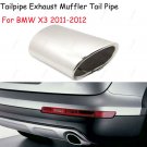 1Pcs Chrome Stainless Steel Rear Exhaust Tail Muffler Pipe For BMW X3 2011-2012