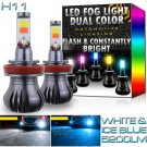 2X H8 H11 H9 LED Fog Light Bulbs Dual Color Still / Flash Mode White + Ice Blue