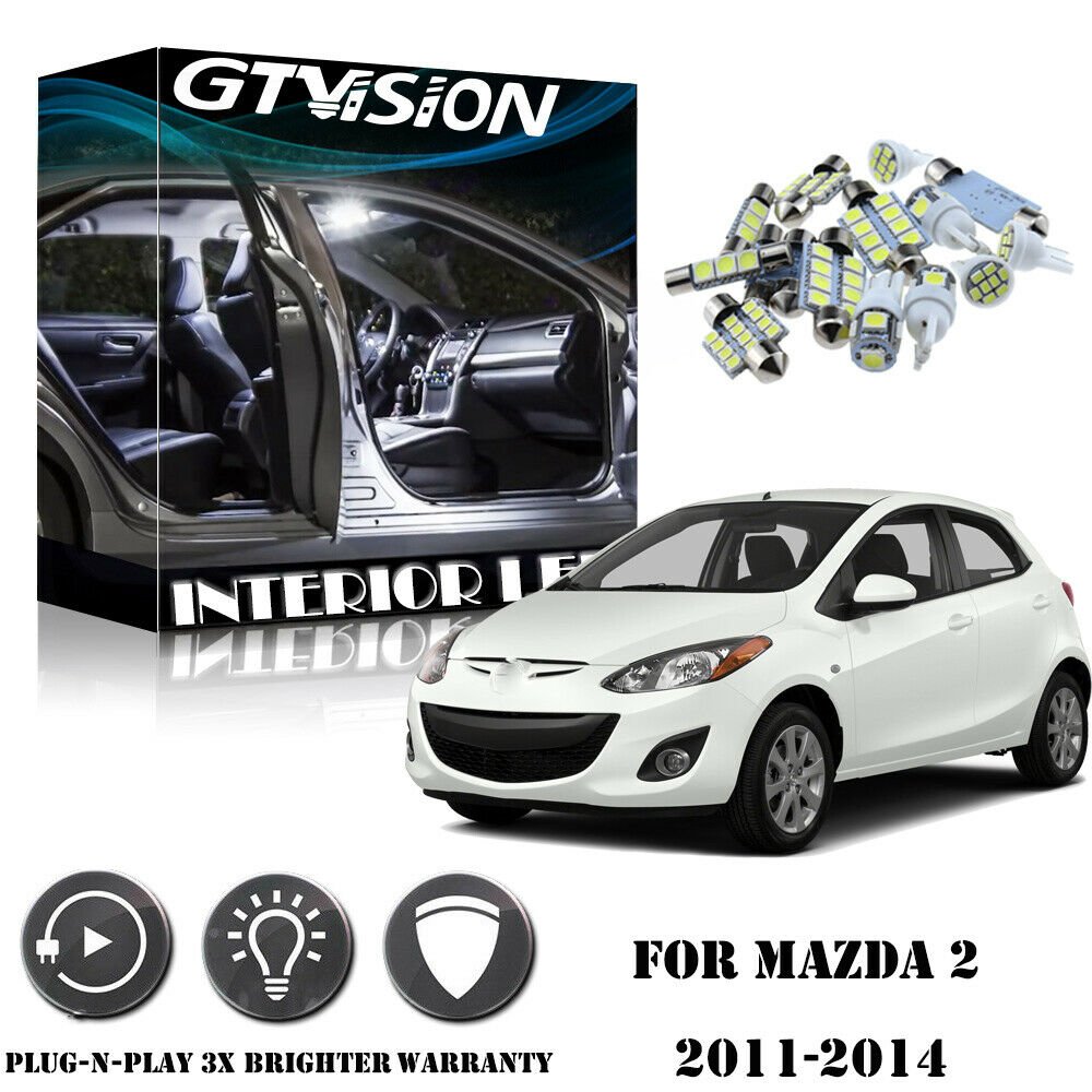 5Pcs Super Bright White 6000k Kit LED Interior Car Lights For 2011-2014 Mazda 2