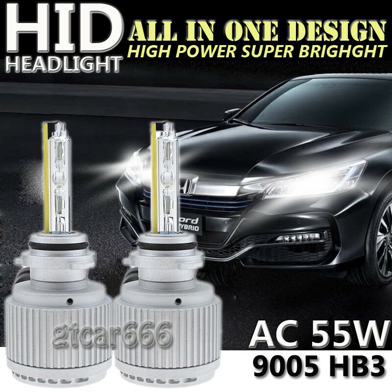 AC 55W High Power HID Headlight Xenon Kit All-in-One Lights 9005 HB3 6000k White