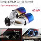 Bent Stainless Steel Exhaust Dual Pipe Chrome Muffler Tip Tail Pipes Cover 63mm