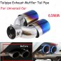 Bent Stainless Steel Exhaust Dual Pipe Chrome Muffler Tip Tail Pipes Cover 63mm