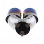 Bent Stainless Steel Exhaust Dual Pipe Chrome Muffler Tip Tail Pipes Cover 63mm