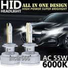 2pc AC 55W Xenon HID Headlight Kit All-in-One Light 9005 9006 6000K Bright White