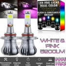 2x 9005 9145 H10 LED Fog Light Bulb Dual Color w/ Flash Mode White + Pink Purle