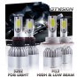 H13 9008 LED Headlight High Low Beam 5202 Fog Light Combo Kit 6000K Xenon White