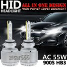 2pc AC 55W Xenon HID Headlight Kit All-in-One Lights HB3 9005 6000K Bright White