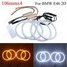 4x 106mm LED CCFL Angel Eyes Halo Rings Kit For BMW E46 3 Series 2D Amber White