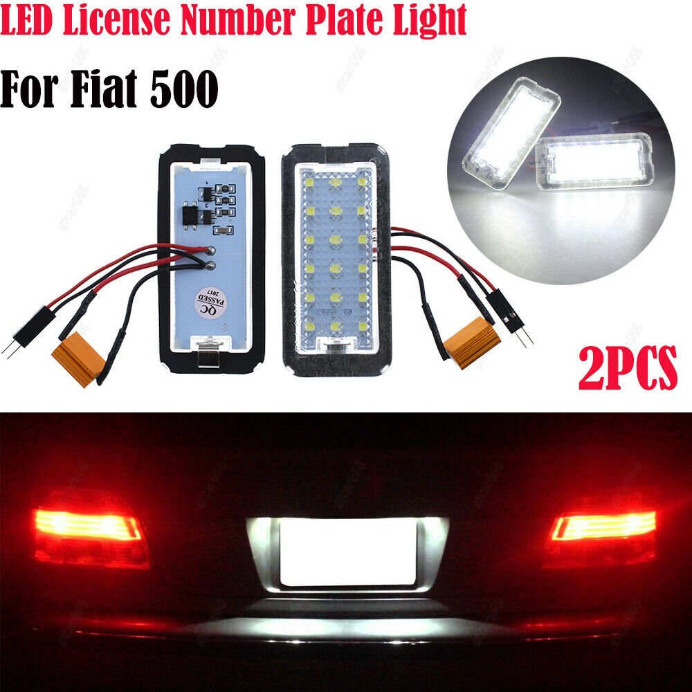 2x LED License Plate Light Module For Fiat 500 500C Cabriolet Canbus Error Free