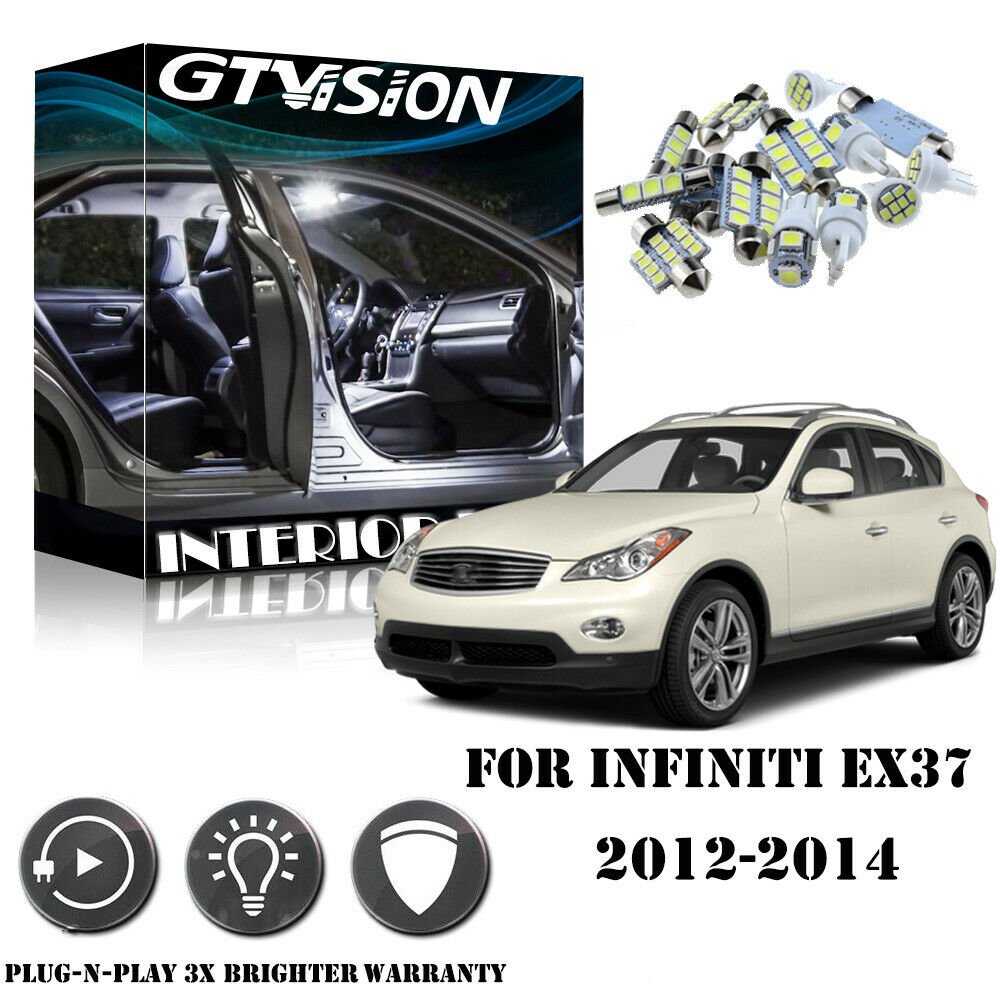 14pcs LED White 6K Lights Interior Kit For Infiniti G37 EX37 FX37 JX35 2012-2014