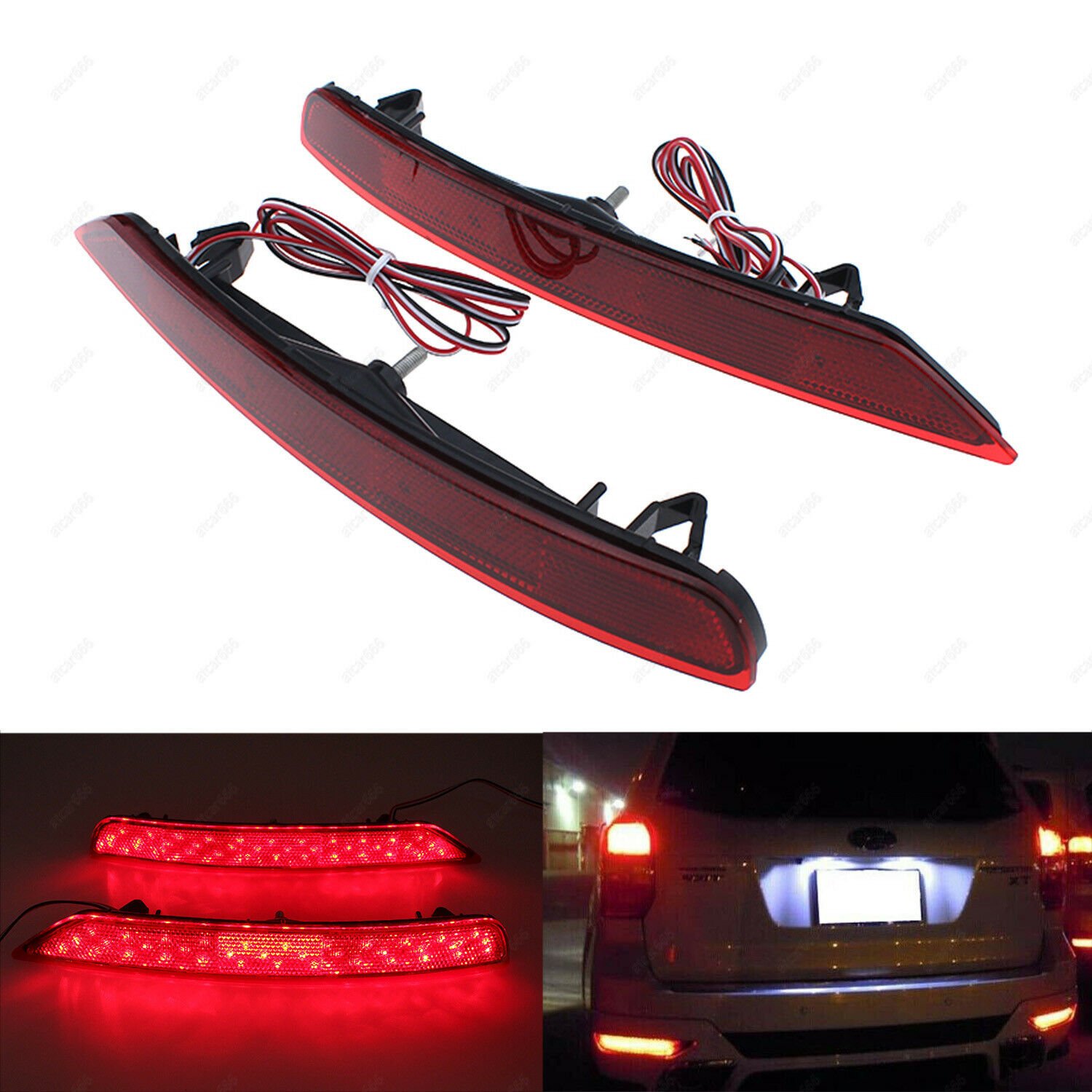 2x Len Rear Bumper Reflector LED Tail Stop Brake Light For Subaru Forester 07-11