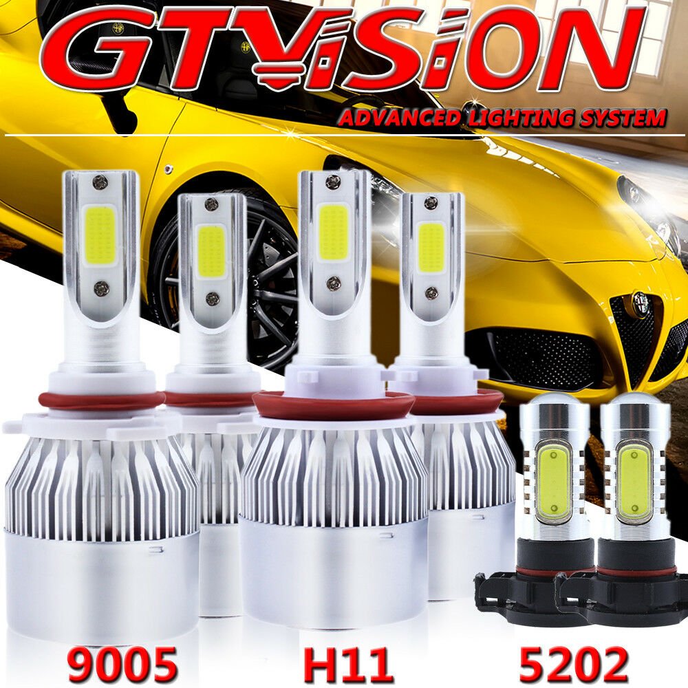 H11 9005 High Low LED Headlight 5202 Fog Bulbs For 07-2015 Chevy Silverado 1500