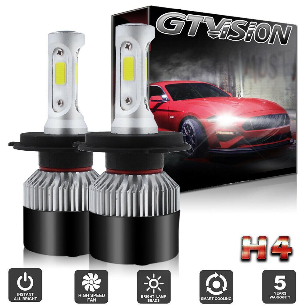 H4 9003 LED Headlight Bulbs Conversion Kit High Low Beam 198000LM HID COB Chips