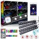 4PC 36 LED RGB Wireless Phone APP Music Control LED Strip Light Interior Kit 12V