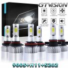 H11 9005 LED Headlight Hi/Lo Beam + Foglight 5202 For 07-17 Chevy Silverado 1500