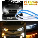 2X Ultra Thin Car LED Headlight Daytime Running Light Eyebrow Strip White Amber